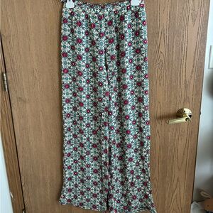 Wide Leg Printed Palazzo Pants - Cream Multi